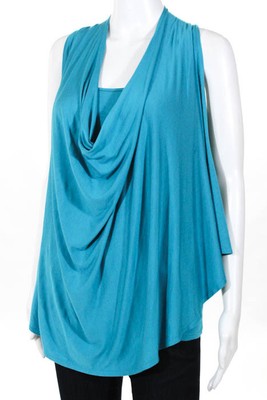 Lot 2 Lola And Sophie Blue Stretch Knit Sleeveless Tops Size Extra Small