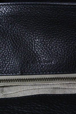 Tomas Maier Black Pebbled Leather Bronze Studded Trim Tote Shoulder Handbag