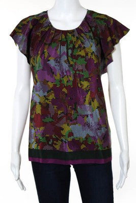 Twelfth Street by Cynthia Vincent MultiColor Loose Fit Silk Blouse Size Large