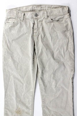 7 For All Mankind Beige Gray Camouflage Print Cropped Capri Jeans Size 25