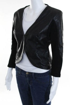 Vivienne Vivienne Tam Black Perforated Faux Leather Jacket Size Petite Small