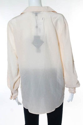 Dora Landa Pink Sheer Long Sleeve Blouse Top Size Medium New $165