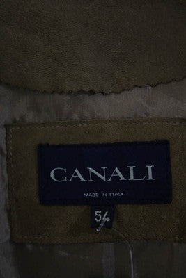 Canali Beige Collared Long Sleeve Jacket Size 54