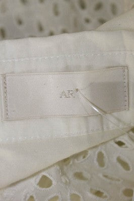 Ar Srpls White Eyelet Back Sheer Zipper Detail Blouse Size Small