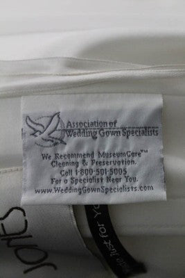 Augusta Jones White Beaded Tulle Embellished Strapless BallGown WeddingDress 12