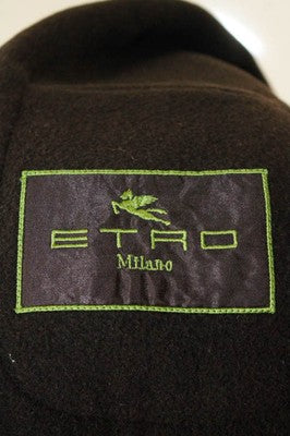 Etro Brown Long Sleeve Collared Long Coat Size Extra Large