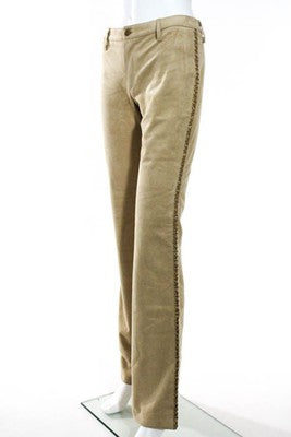 Vertigo Beige Suede Side Lace Up Detail Boot Cut Trouser Pants Size 2