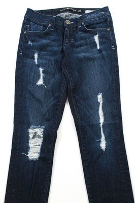 Dylan George Dark Blue Denim Distressed Lucy Low Rise Skinny Jeans Size 24