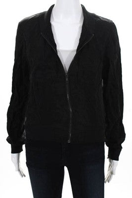 Velour Black Zipper Front Sandy Jacket Size XS