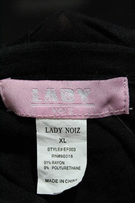 Lady Noiz Black Stretch Scoop Neck Long Sleeve Blouse Size X-Large