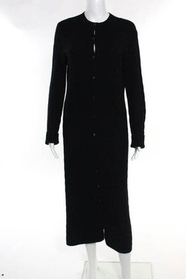 Ralph Lauren Black Label Black Cable Knit Button Up Sweater Dress Size Large