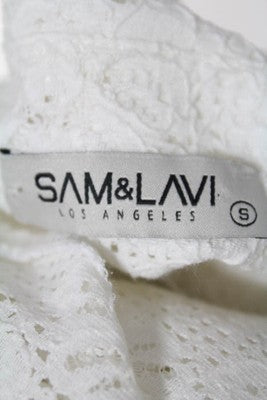 Sam & Lavi White Cotton Eyelet Button Front Shirt Size Small
