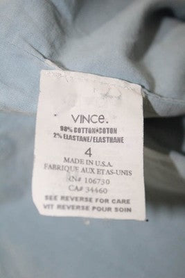 Vince Khaki Beige Cotton Collared V Neck Blazer Size 4