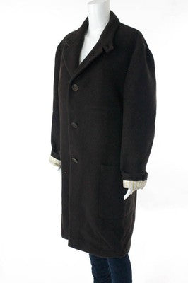 Etro Brown Long Sleeve Collared Long Coat Size Extra Large