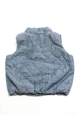 Gap  Baby Blue Cotton Quilted Lined Sleeveless Vest Size 6-12 Months