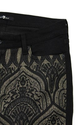 7 For All Mankind Black Light Brown Abstract Skinny Leg Jeans Size 29