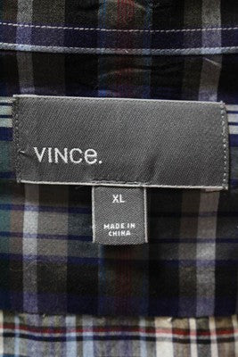 Vince Men's Multi-Color Plaid Print Long Sleeve Dress Shirt Size Extra Large