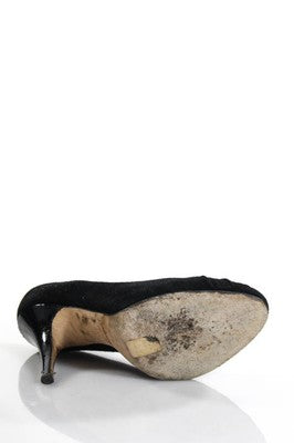 Giuseppe Zanotti Design Black Suede Rhinestone Almond Toe Pumps Size 7.5