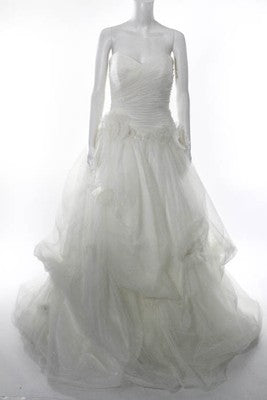 Augusta Jones White Beaded Tulle Embellished Strapless BallGown WeddingDress 12