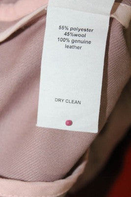 Sandra Weil Pink Beige Wool Leather Trim Blazer Jacket Size Small New