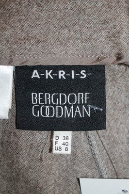 Akris Beige Wool Flat Front Boot Cut Trouser Pants Size 8