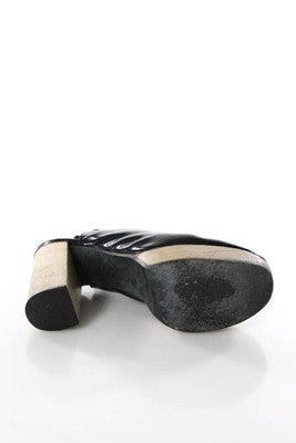 Chloe Black Leather Slingback Round Toe Platform Size 6