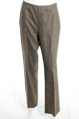 Akris Beige Wool Flat Front Boot Cut Trouser Pants Size 8