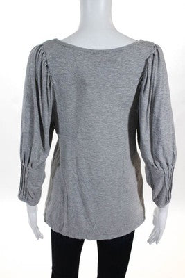 BCBGirls Light Gray Stretch Knit V Neck Blouse Top Size Large