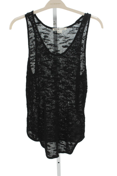 Helmut Lang For Intermix Women Basic Silk Scoop Neck Tank Black Size S