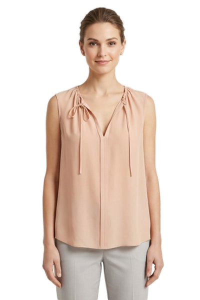 Theory Women Basic Silk V-Neck Sleeveless Blouse Pink Size L