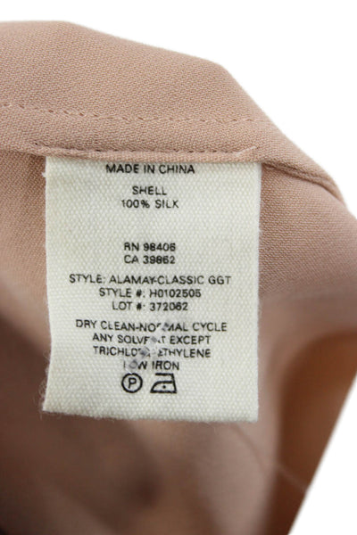 Theory Women Basic Silk V-Neck Sleeveless Blouse Pink Size L