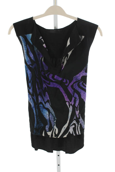 Proenza Schouler Women Multicolor Silk Cowl Neck Tunic Size 4
