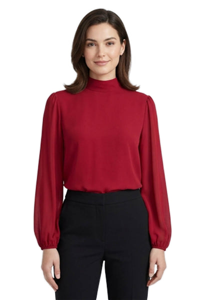 Theory Women Silk Mock Neck Long Sleeve Button Solid Basic Blouse Size XL
