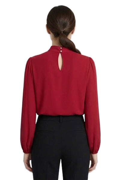 Theory Women Silk Mock Neck Long Sleeve Button Solid Basic Blouse Size XL