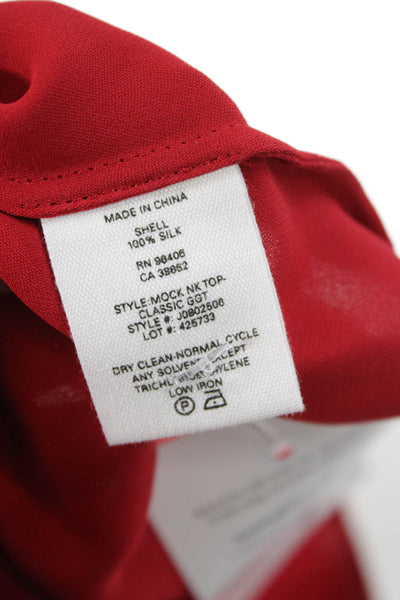 Theory Women Silk Mock Neck Long Sleeve Button Solid Basic Blouse Size XL