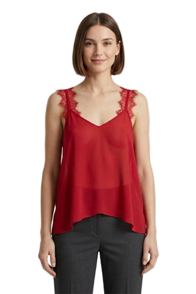Cami NYC Womens Camisole Red Silk V Neck Sleeveless Size L