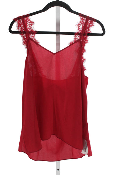 Cami NYC Womens Camisole Red Silk V Neck Sleeveless Size L