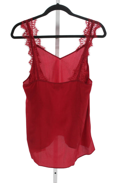 Cami NYC Womens Camisole Red Silk V Neck Sleeveless Size L