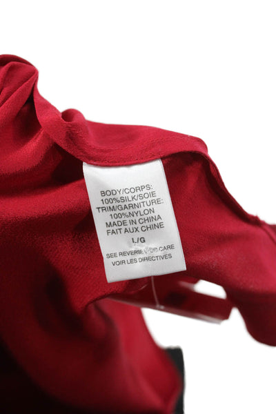 Cami NYC Womens Camisole Red Silk V Neck Sleeveless Size L