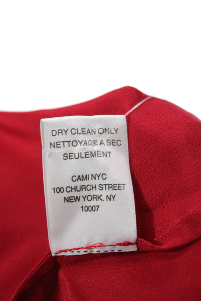 Cami NYC Womens Camisole Red Silk V Neck Sleeveless Size L