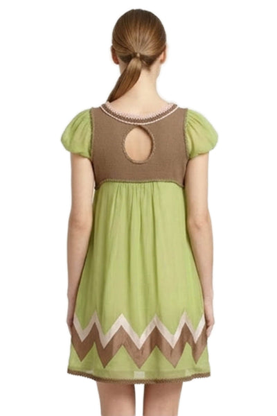 See by Chloe Womens Silk Abstract Square Neck Short Sleeve Dress Size 4