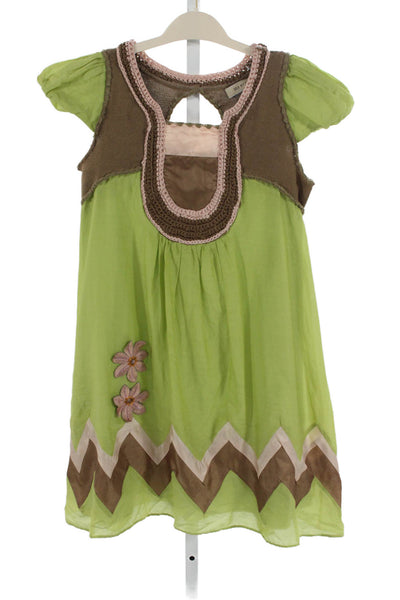 See by Chloe Womens Silk Abstract Square Neck Short Sleeve Dress Size 4