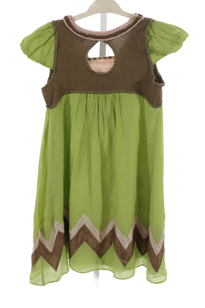 See by Chloe Womens Silk Abstract Square Neck Short Sleeve Dress Size 4