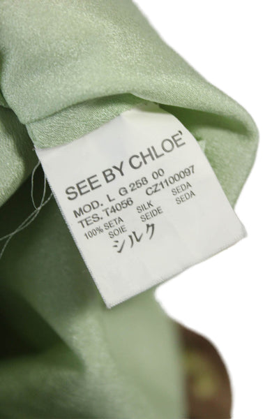 See by Chloe Womens Silk Abstract Square Neck Short Sleeve Dress Size 4