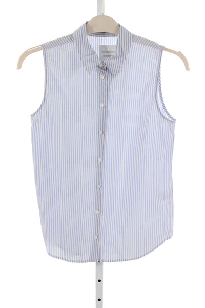 Equipment Femme Womens Collared Striped Cotton Sleeveless Blouse Size S