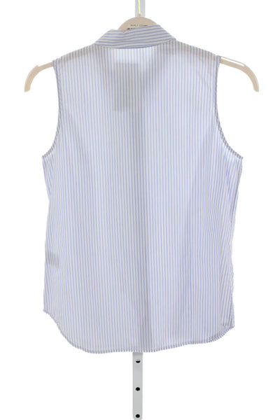 Equipment Femme Womens Collared Striped Cotton Sleeveless Blouse Size S