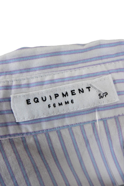 Equipment Femme Womens Collared Striped Cotton Sleeveless Blouse Size S