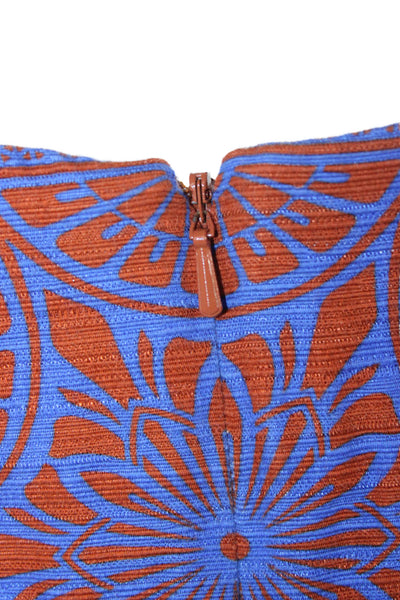 Jonathan Saunders Women Brown Abstract Short Sleeve Midi Dress Size 34