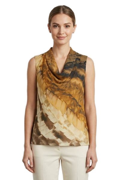 Nordstrom Collection Women Silk Abstract V Neck Sleeveless Blouse Size S