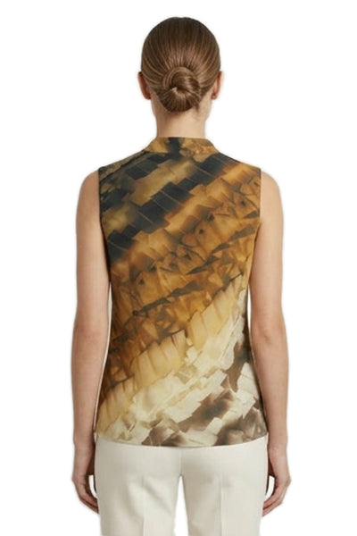 Nordstrom Collection Women Silk Abstract V Neck Sleeveless Blouse Size S